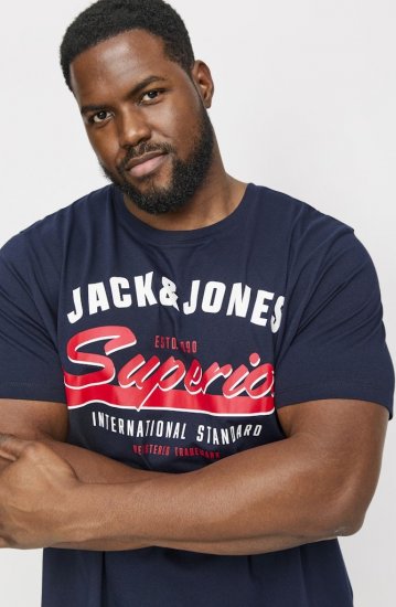 Jack & Jones LOGO O-Neck T-Shirt Dark Blue - Kratke Majice - Moške kratke majice za močnejše postave
