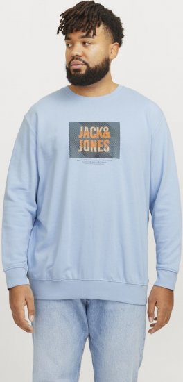 Jack & Jones HUDSON Sweatshirt Chambray Blue - Puloverji & jopice - Moški Puloverji & Jopice za Močnejše Postave