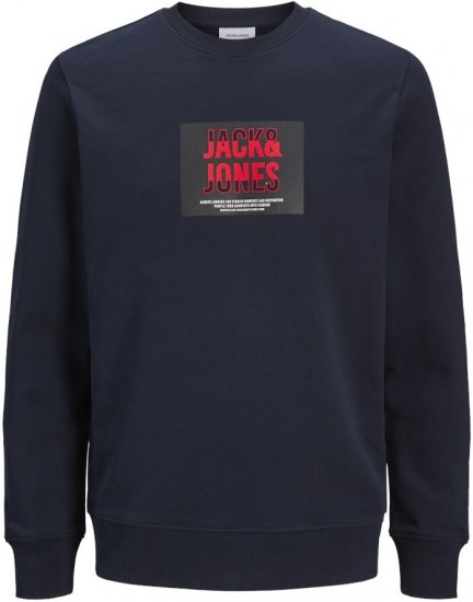 Jack & Jones HUDSON Sweatshirt Navy - Puloverji & jopice - Moški Puloverji & Jopice za Močnejše Postave