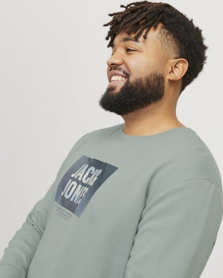 Jack & Jones HUDSON Sweatshirt Iceberg Green - Puloverji & jopice - Moški Puloverji & Jopice za Močnejše Postave