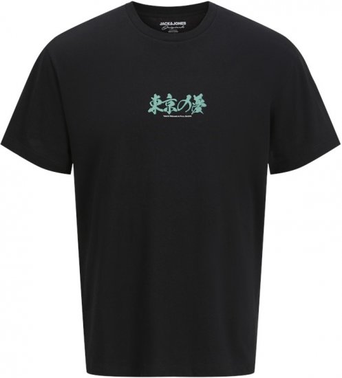 Jack & Jones Dreams Front & Back Print Crew Neck T-Shirt Black - Kratke Majice - Moške kratke majice za močnejše postave