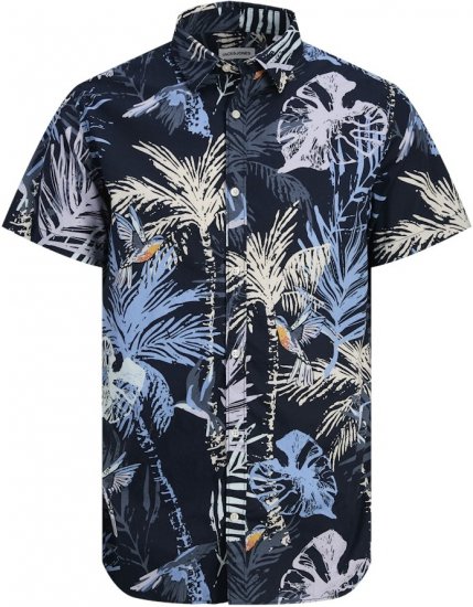 Jack & Jones Hawaii AOP Shirt Blue - Srajce - Moške srajce za Močnejše Postave