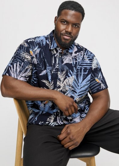 Jack & Jones Hawaii AOP Shirt Blue - Srajce - Moške srajce za Močnejše Postave