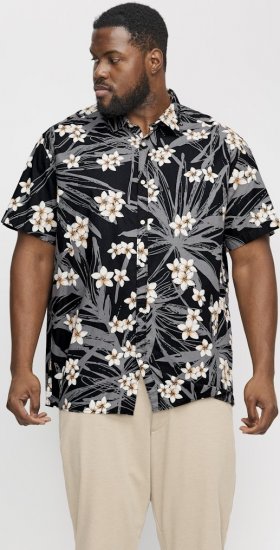 Jack & Jones Hawaii AOP Shirt Black - Srajce - Moške srajce za Močnejše Postave