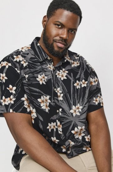 Jack & Jones Hawaii AOP Shirt Black - Srajce - Moške srajce za Močnejše Postave