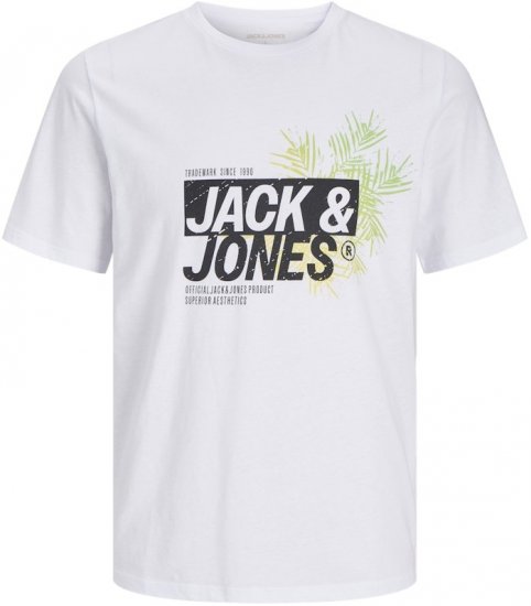  Jack & Jones Jaxon Crew Neck T-Shirt White - Kratke Majice - Moške kratke majice za močnejše postave