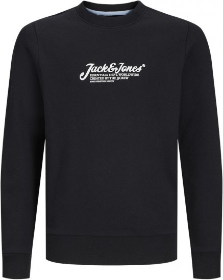 Jack & Jones Beau Crew Neck Sweatshirt Black - Puloverji & jopice - Moški Puloverji & Jopice za Močnejše Postave