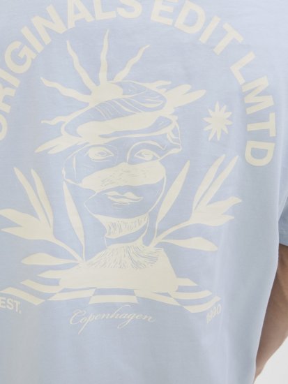 Jack & Jones Bellagio Collage Crew Neck T-Shirt Skyway - Kratke Majice - Moške kratke majice za močnejše postave