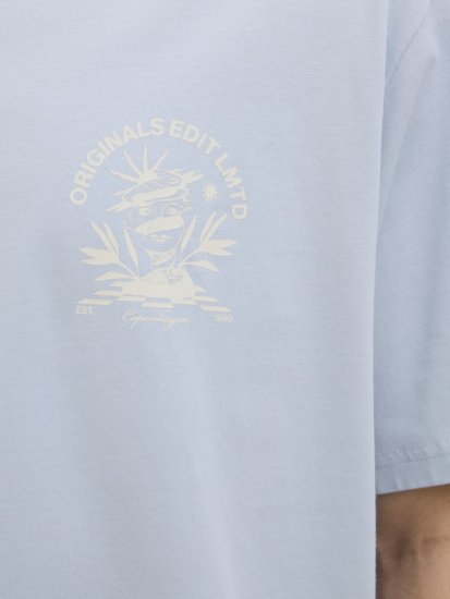 Jack & Jones Bellagio Collage Crew Neck T-Shirt Skyway - Kratke Majice - Moške kratke majice za močnejše postave