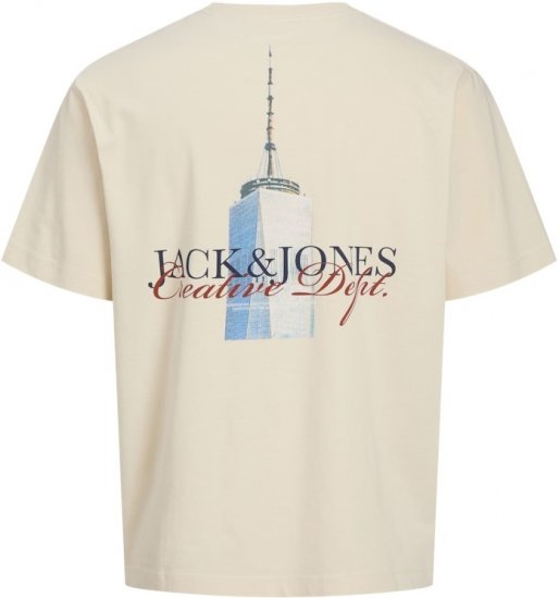 Jack & Jones Boston Photo Crew Neck T-Shirt Antique White - Kratke Majice - Moške kratke majice za močnejše postave