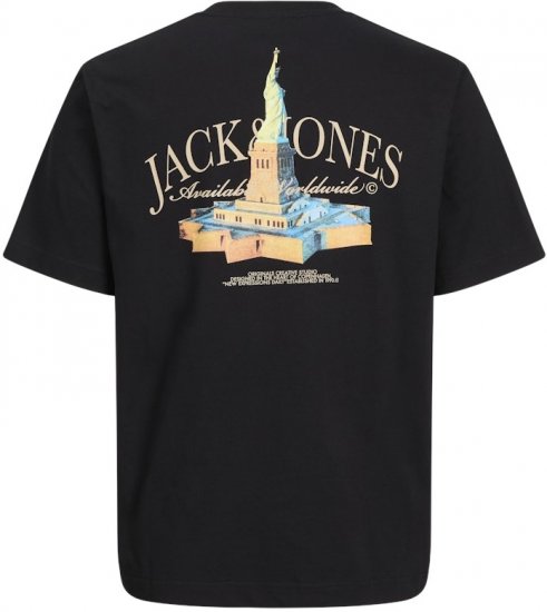 Jack & Jones Boston Photo Crew Neck T-Shirt Black - Kratke Majice - Moške kratke majice za močnejše postave