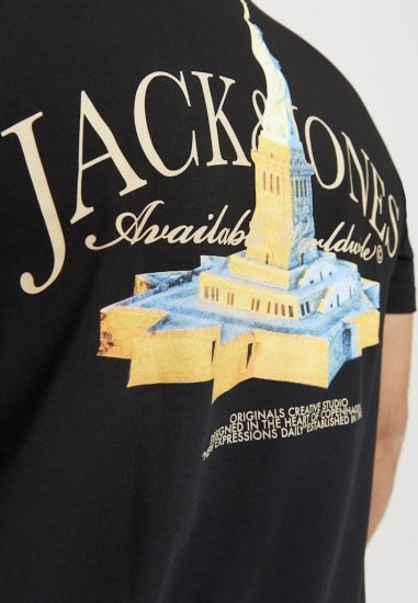 Jack & Jones Boston Photo Crew Neck T-Shirt Black - Kratke Majice - Moške kratke majice za močnejše postave