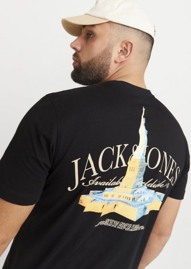 Jack & Jones Boston Photo Crew Neck T-Shirt Black - Kratke Majice - Moške kratke majice za močnejše postave