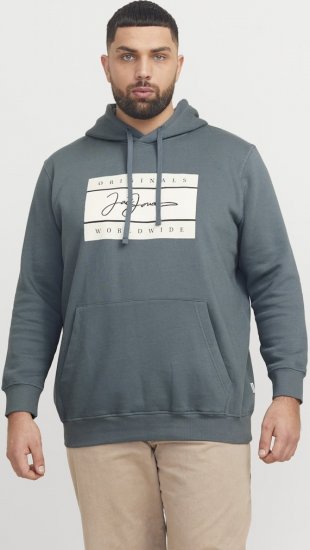 Jack & Jones Frederiksberg Box Script Hoodie Grey - Puloverji & jopice - Moški Puloverji & Jopice za Močnejše Postave