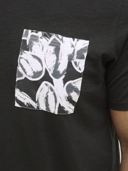 Jack & Jones Split Pocket Print T-Shirt Black - Kratke Majice - Moške kratke majice za močnejše postave