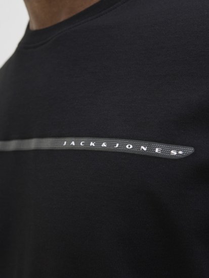 Jack & Jones FUSION Full Branding T-Shirt Black - Kratke Majice - Moške kratke majice za močnejše postave