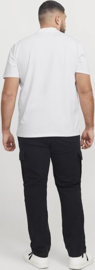Jack & Jones Fusion Pique Zipper Polo Bright White - Polo majice - Moške Polo Majice za Močnejše Postave