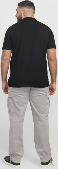 Jack & Jones Fusion Pique Zipper Polo Black - Polo majice - Moške Polo Majice za Močnejše Postave