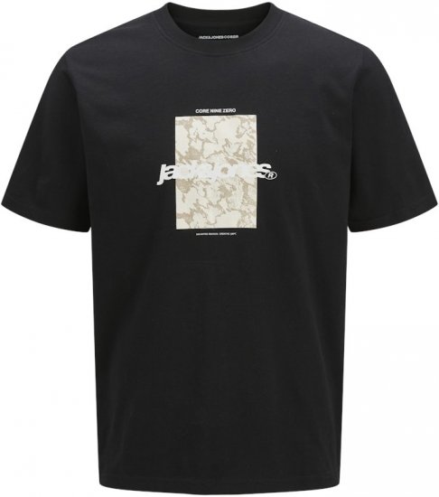Jack & Jones Tarmac Camo Crew Neck T-Shirt Black - Kratke Majice - Moške kratke majice za močnejše postave