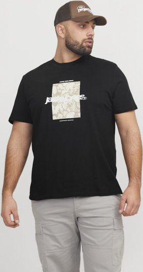 Jack & Jones Tarmac Camo Crew Neck T-Shirt Black - Kratke Majice - Moške kratke majice za močnejše postave