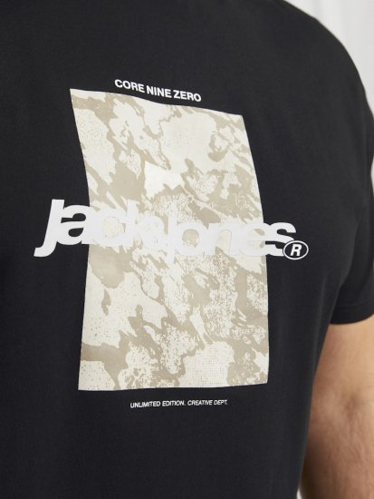 Jack & Jones Tarmac Camo Crew Neck T-Shirt Black - Kratke Majice - Moške kratke majice za močnejše postave