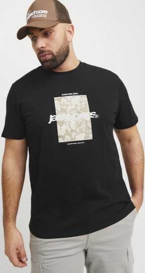 Jack & Jones Tarmac Camo Crew Neck T-Shirt Black - Kratke Majice - Moške kratke majice za močnejše postave