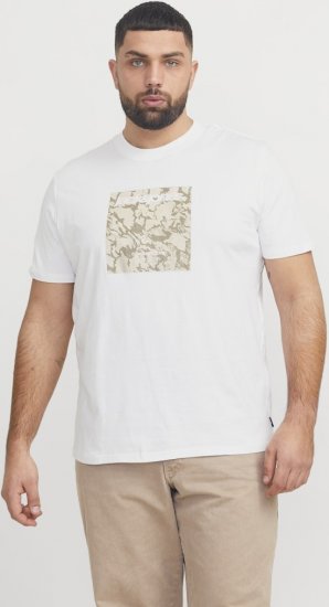 Jack & Jones Tarmac Camo Crew Neck T-Shirt Bright White - Kratke Majice - Moške kratke majice za močnejše postave