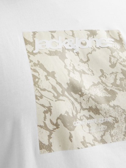 Jack & Jones Tarmac Camo Crew Neck T-Shirt Bright White - Kratke Majice - Moške kratke majice za močnejše postave