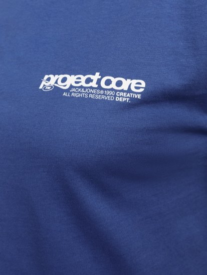 Jack & Jones Union Front & Back Print Crew Neck T-Shirt Beaucoup Blue - Kratke Majice - Moške kratke majice za močnejše postave