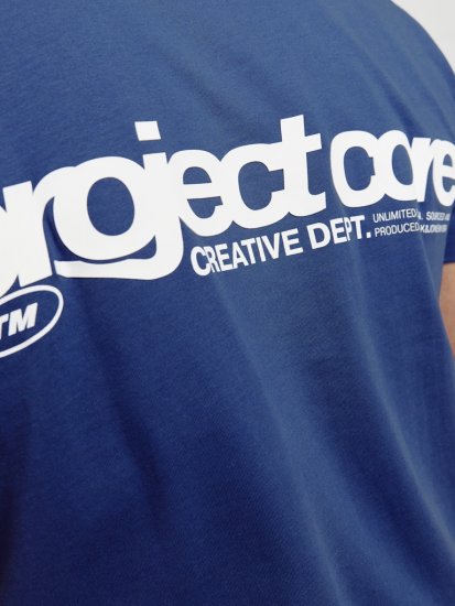 Jack & Jones Union Front & Back Print Crew Neck T-Shirt Beaucoup Blue - Kratke Majice - Moške kratke majice za močnejše postave