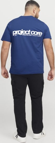 Jack & Jones Union Front & Back Print Crew Neck T-Shirt Beaucoup Blue - Kratke Majice - Moške kratke majice za močnejše postave
