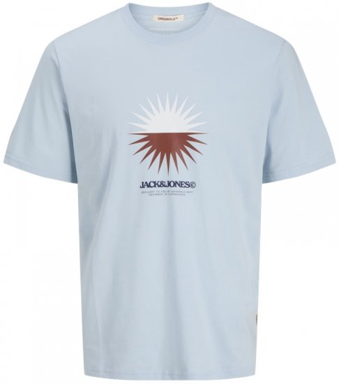 Jack & Jones Vira Branding Crew Neck T-Shirt Skyway - Kratke Majice - Moške kratke majice za močnejše postave