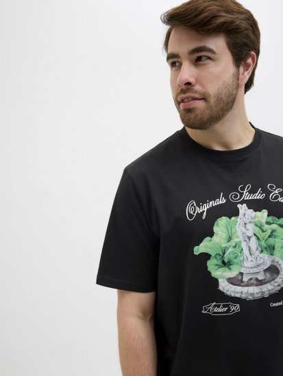 Jack & Jones Hydra Crew Neck T-Shirt Black - Kratke Majice - Moške kratke majice za močnejše postave