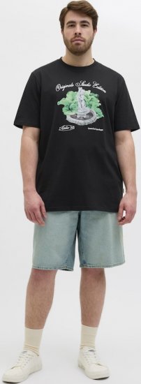 Jack & Jones Hydra Crew Neck T-Shirt Black - Kratke Majice - Moške kratke majice za močnejše postave