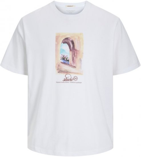 Jack & Jones Hydra Crew Neck T-Shirt Bright White - Kratke Majice - Moške kratke majice za močnejše postave