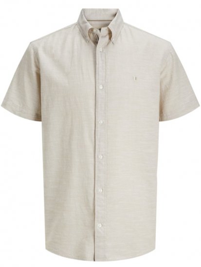 Jack & Jones Summer Shield Short Sleeve Shirt White Pepper - Srajce - Moške srajce za Močnejše Postave