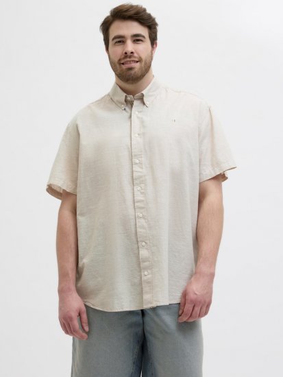 Jack & Jones Summer Shield Short Sleeve Shirt White Pepper - Srajce - Moške srajce za Močnejše Postave