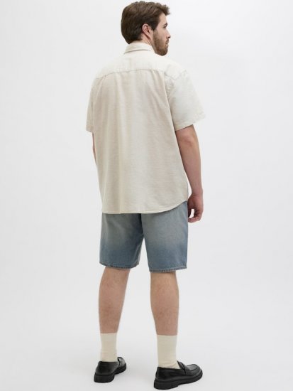 Jack & Jones Summer Shield Short Sleeve Shirt White Pepper - Srajce - Moške srajce za Močnejše Postave