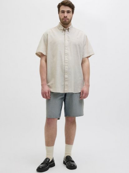 Jack & Jones Summer Shield Short Sleeve Shirt White Pepper - Srajce - Moške srajce za Močnejše Postave