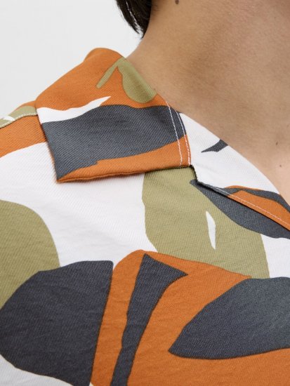 Jack & Jones Vira Marshall AOP Short Sleeve Shirt Cloud Dancer - Srajce - Moške srajce za Močnejše Postave