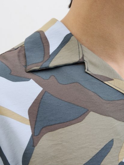 Jack & Jones Vira Marshall AOP Short Sleeve Shirt Silver Sage - Srajce - Moške srajce za Močnejše Postave