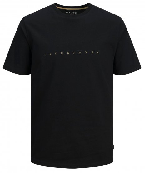 Jack & Jones JJFONT T-Shirt Black - Kratke Majice - Moške kratke majice za močnejše postave