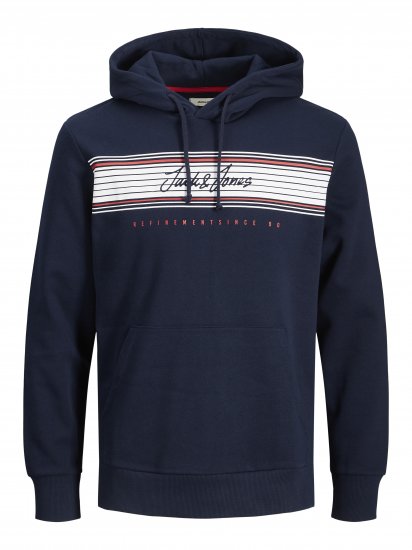 Jack & Jones JJLEO SWEAT Hoodie Navy - Puloverji & jopice - Moški Puloverji & Jopice za Močnejše Postave