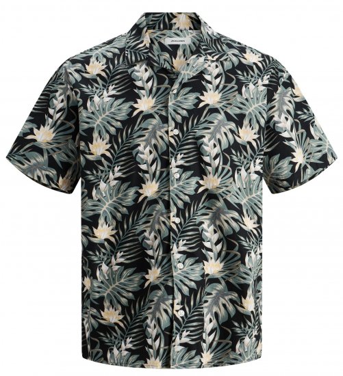 Jack & Jones JJCOASTAL RESORT Floral Shirt Black - Srajce - Moške srajce za Močnejše Postave