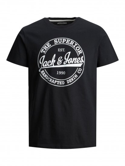 Jack & Jones JJBRAT T-Shirt Black - Kratke Majice - Moške kratke majice za močnejše postave