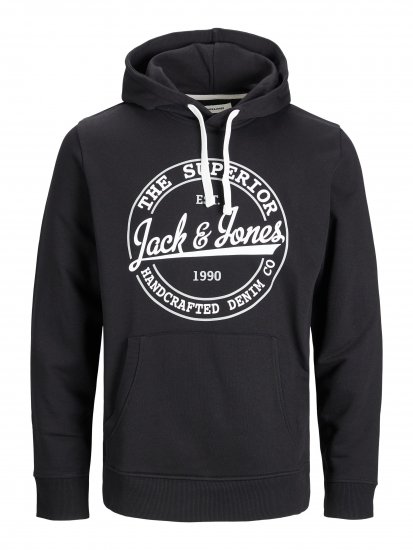 Jack & Jones JJBRAT SWEAT Hoodie Black - Puloverji & jopice - Moški Puloverji & Jopice za Močnejše Postave