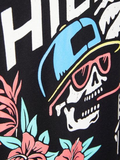 Jack & Jones JJCHILLER With Back Print Black - Kratke Majice - Moške kratke majice za močnejše postave