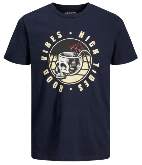 Jack & Jones JJEUSTACE T-Shirt Navy - Kratke Majice - Moške kratke majice za močnejše postave