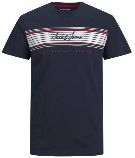 Jack & Jones JJLEO T-shirt Navy - Kratke Majice - Moške kratke majice za močnejše postave