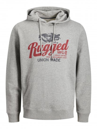 Jack & Jones JJAARON Hoodie Grey - Puloverji & jopice - Moški Puloverji & Jopice za Močnejše Postave